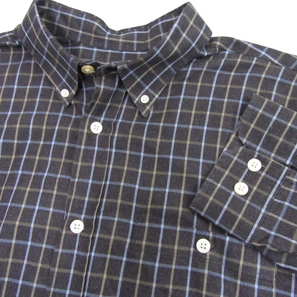 Orvis Mens Button Down Flannel Shirt XL Blue Windowpane Check Long Sleeve - Picture 1 of 9